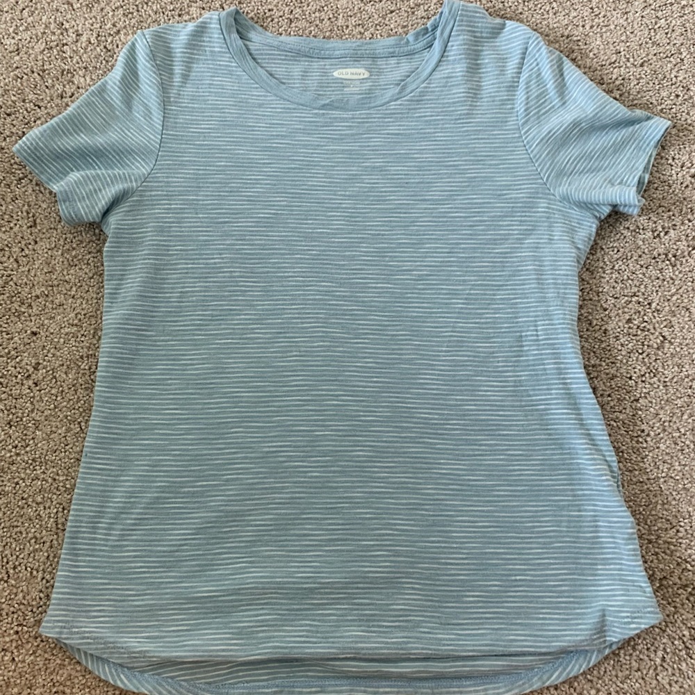 Old Navy light blue stripped t-shirt size small